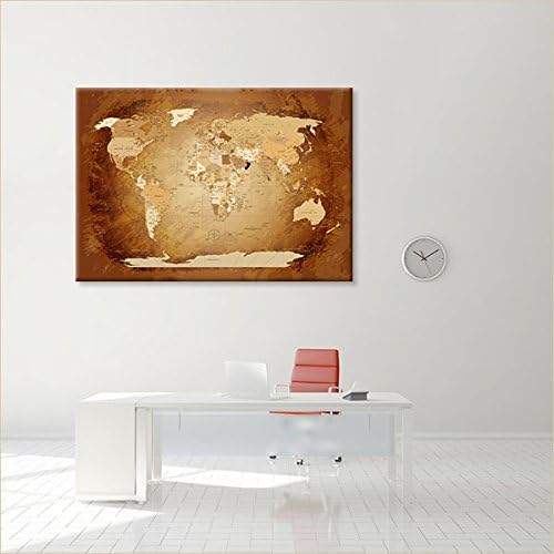 Worldmap Braun Colorful, 100 x 70 cm, einteilig, Premium ohne Kork, englisch Braun Colorful 100 x 70