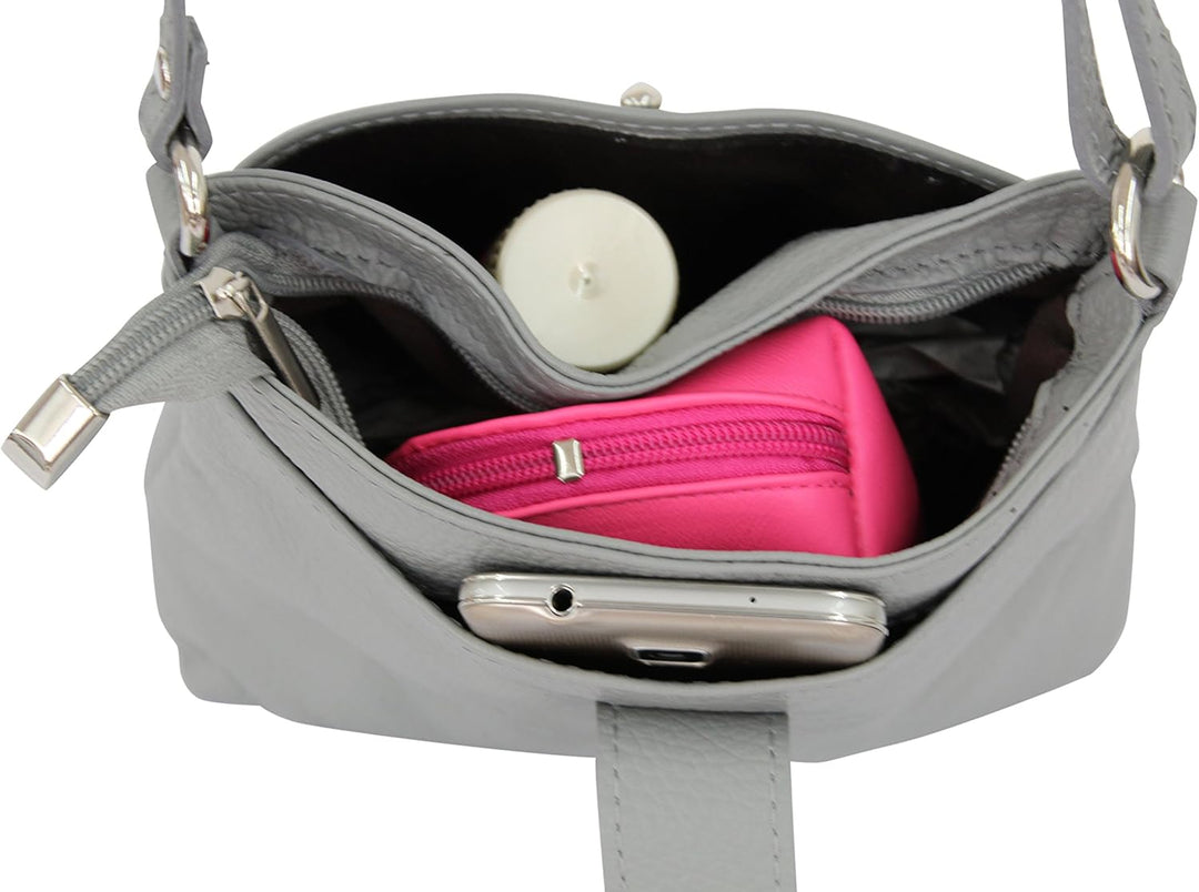 AMBRA Moda Damen echt Ledertasche Handtasche Schultertasche Umhängtasche Citybag Girl Crossover GL00