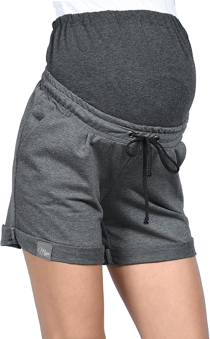 MijaCulture Kurze Umstandsshorts Umstandshose mit Bauchband für Sommer Lola M004, L Graphite