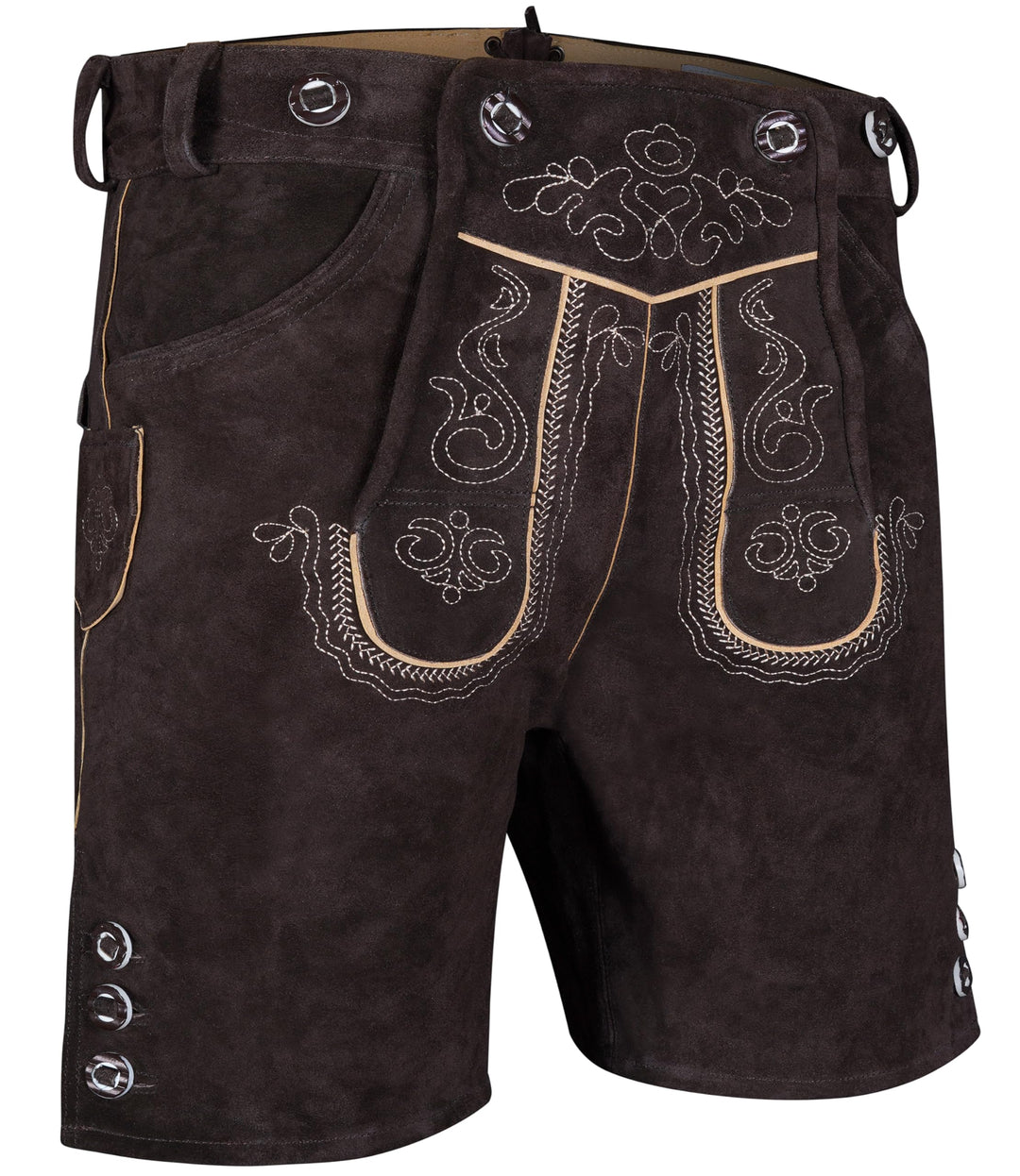 Premium Lederhose für Herren - Elegante Trachtenhose Gr.46-60 - Kurze Trachten Lederhose mit Träger