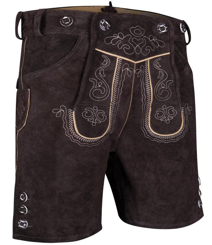 Premium Lederhose für Herren - Elegante Trachtenhose Gr.46-60 - Kurze Trachten Lederhose mit Träger