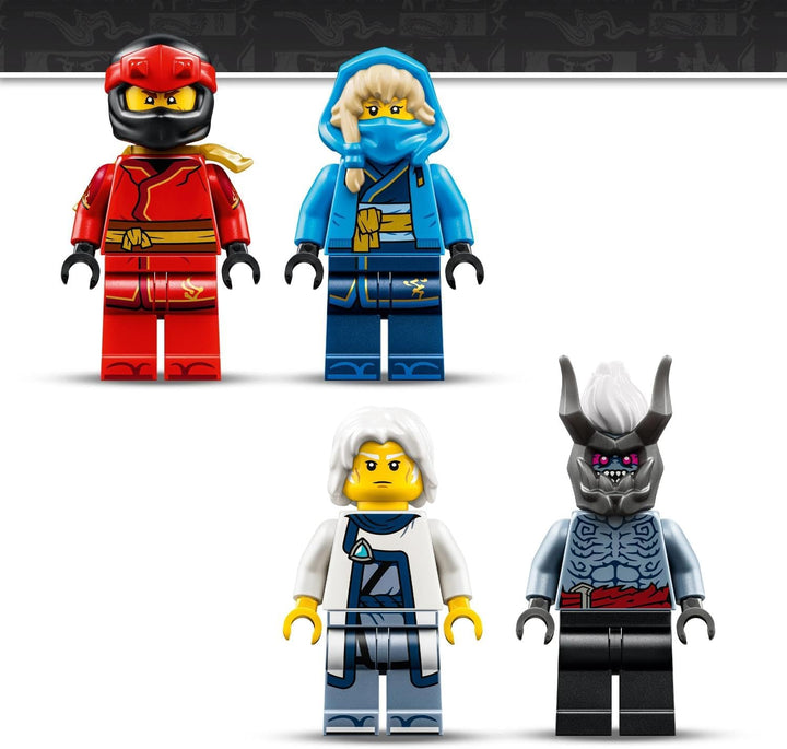 LEGO NINJAGO Showdown auf der Drachenklinge - Ninja Spielzeug mit Drache, Mech Actionfigur & 4 Minif