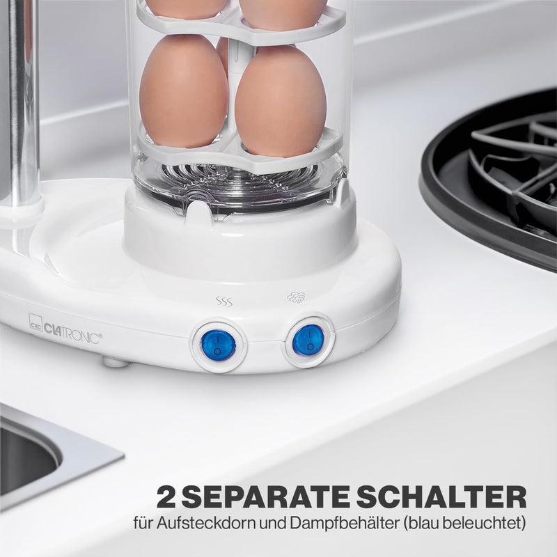 Clatronic HDM 3420 Hot-Dog-Maker inklusiv Eierkocher, Für 1 bis 14 Würstchen (z. B. „Frankfurter“, „