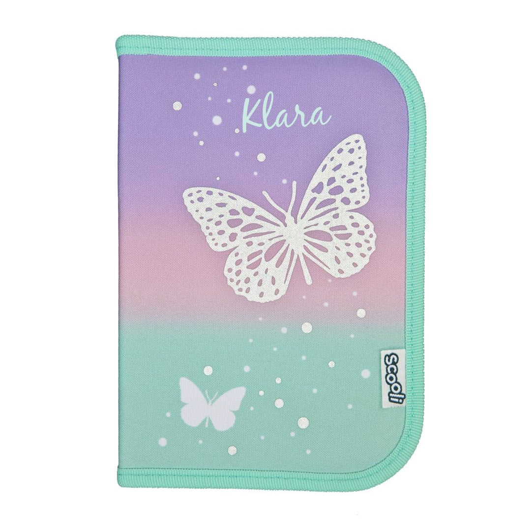 minimutz Federmappe Schmetterling Mädchen - Personalisiert mit Name - Federtasche Butterfly in Paste