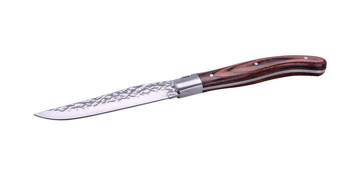 LAGUIOLE 16220 6er Steakmesser Set mit polierten Backen und gehämmerter Klinge Momuy Messer, Edelsta