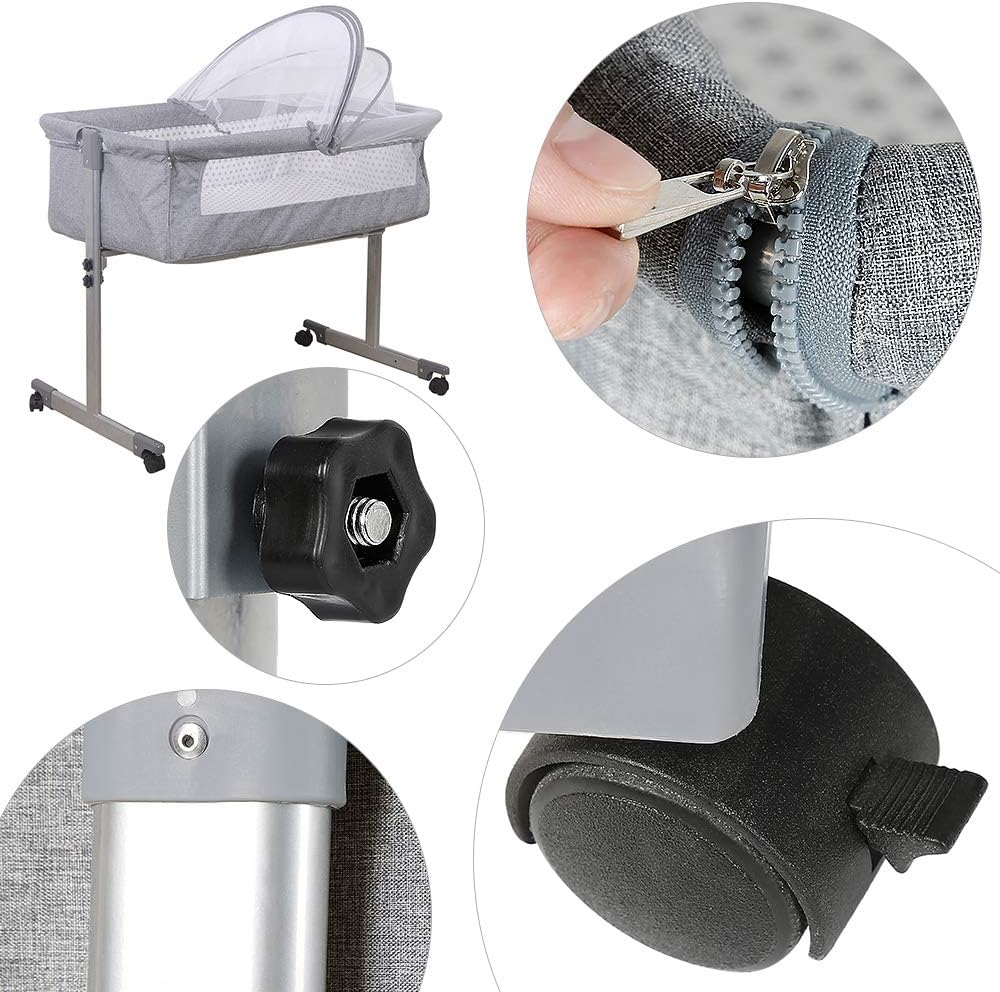 homewell Babybett Beistellbett, Wiege mit Moskitonetz, Faltbares, Bequeme Matratze, Seiten aus Netz,