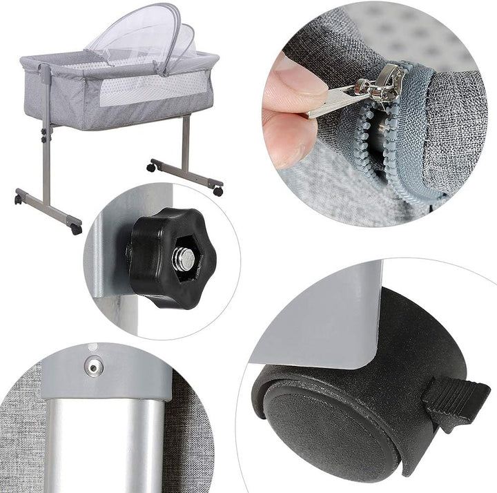 homewell Babybett Beistellbett, Wiege mit Moskitonetz, Faltbares, Bequeme Matratze, Seiten aus Netz,
