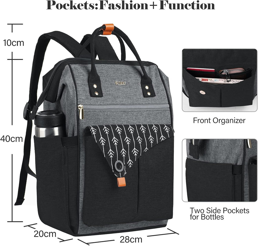 Rucksack Damen, 15,6 Zoll Laptop Rucksack mit USB Ladeanschluss, Schulrucksack Mädchen, Wasserdichte