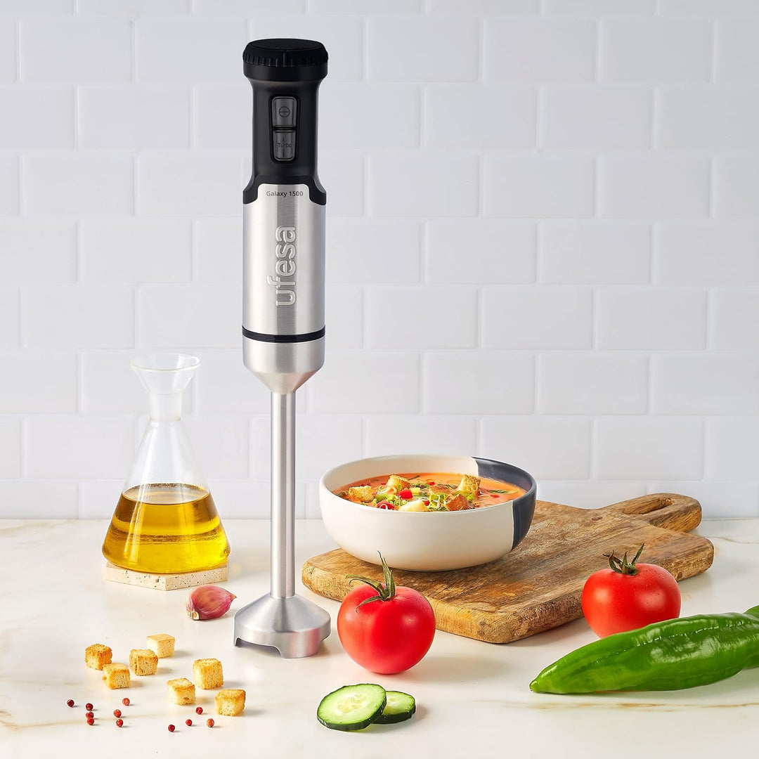 Ufesa Galaxy Stabmixer, Leistung 1500 W, Variabler Geschwindigkeitsregler + TURBO, 4 Edelstahlklinge
