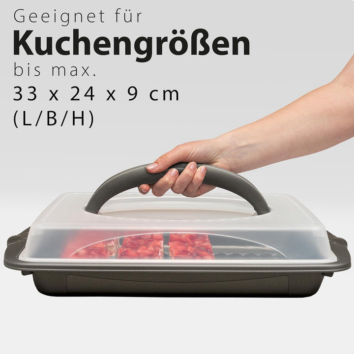 Hausfelder Kuchen Transportbox rechteckig mit Deckel, Kuchentransportbox für Blechkuchen, Kuchenbehä