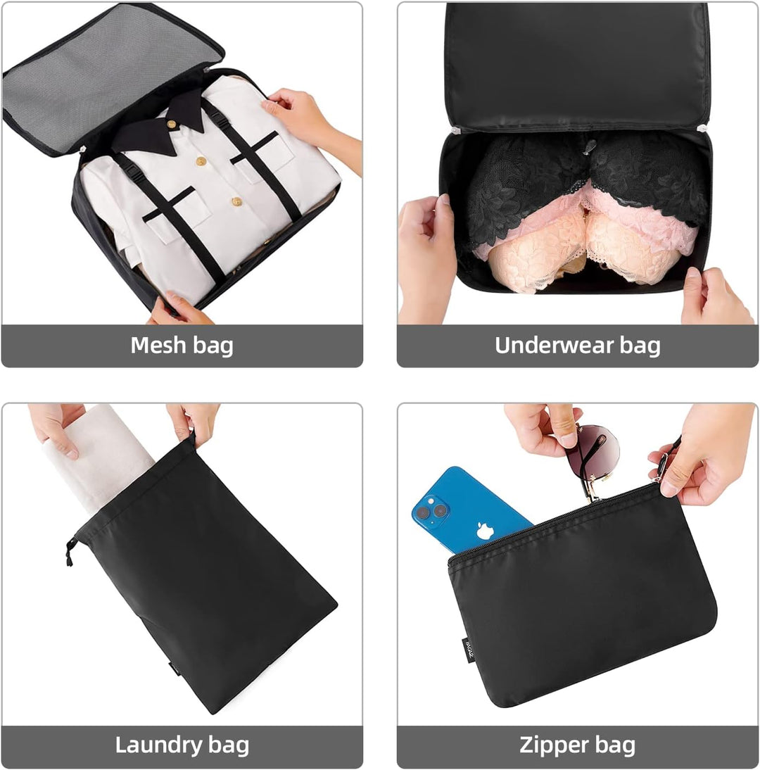 BAGAIL 10er-Set Packwürfel in verschiedenen Grössen Packorganizer für Reisezubehör Handgepäck Koffer
