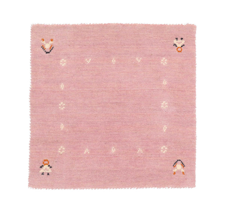 RUG PRINCE Wollteppich Gabbeh Muti 60x60 Handgewebt Quadratisch Rosa Einfarbig Handarbeit 60x60 cm R