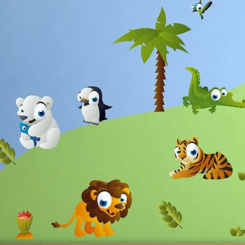 Wandkings Zoo Tiere Wandsticker Megapack Set, 64 Aufkleber, Gesamtfläche 260 x 70 cm