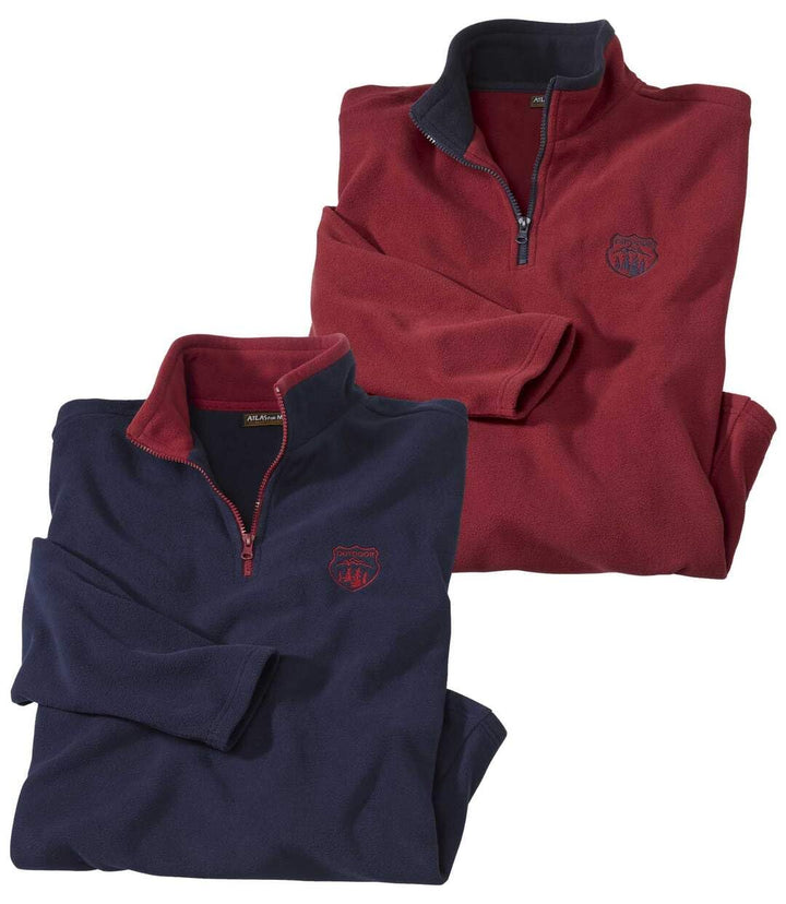 ATLAS FOR MEN - 2er-Pack Microfleece-Pullover - Fleecepullover Herren - Fleece Herren - Fleece Pullo
