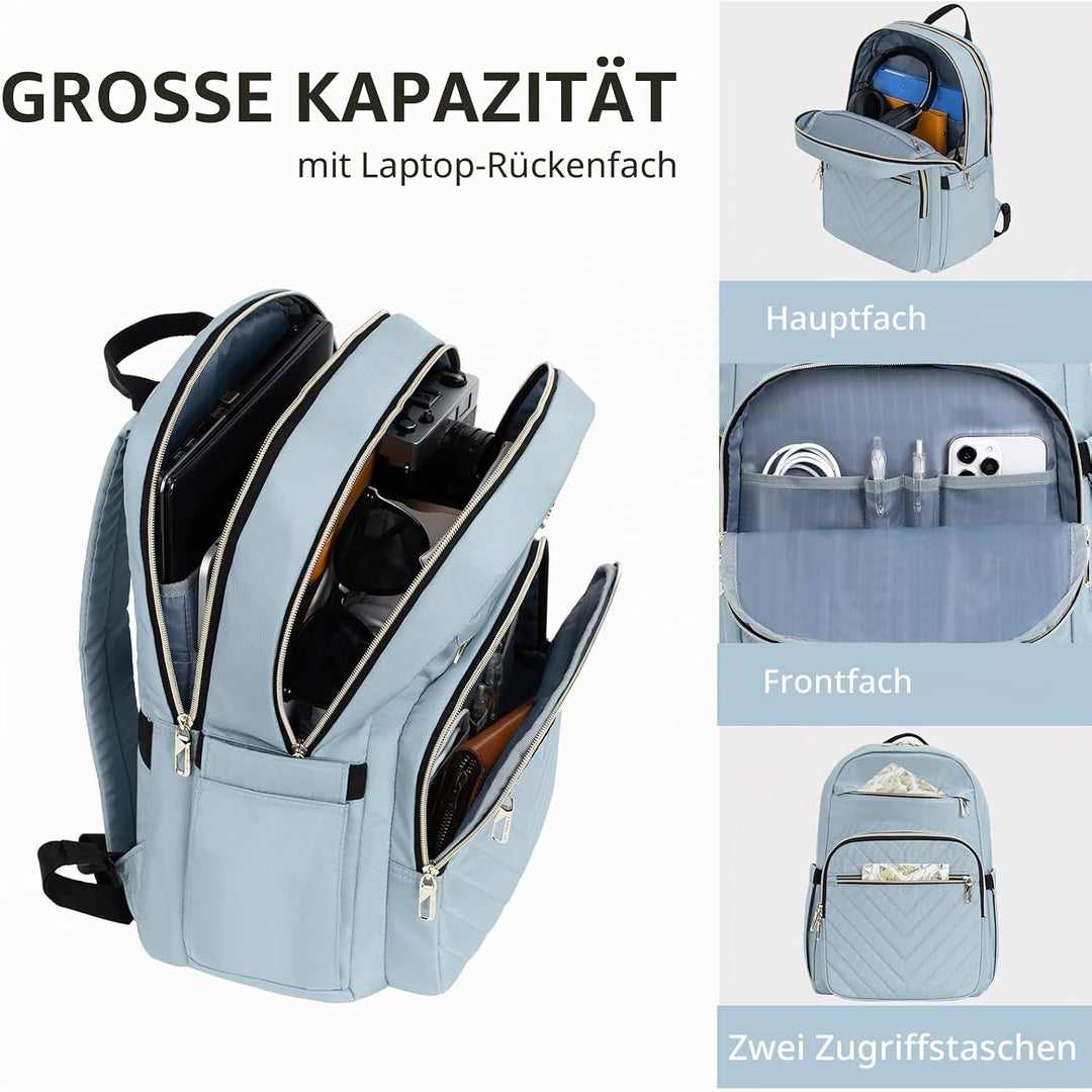 VANKEAN 15.6 Zoll Laptop Rucksack Damen, Hohe Schulrucksack Wasserdicht Damen Herren Arbeitstasche m