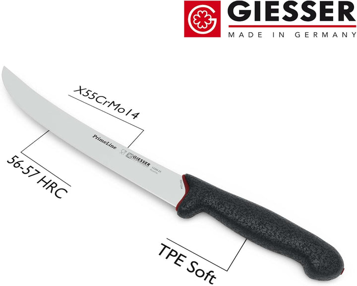 GIESSER seit 1776 - Made in Germany - Hautmesser rutschfest PrimeLine, Klinge 25 cm, schwarz, scharf