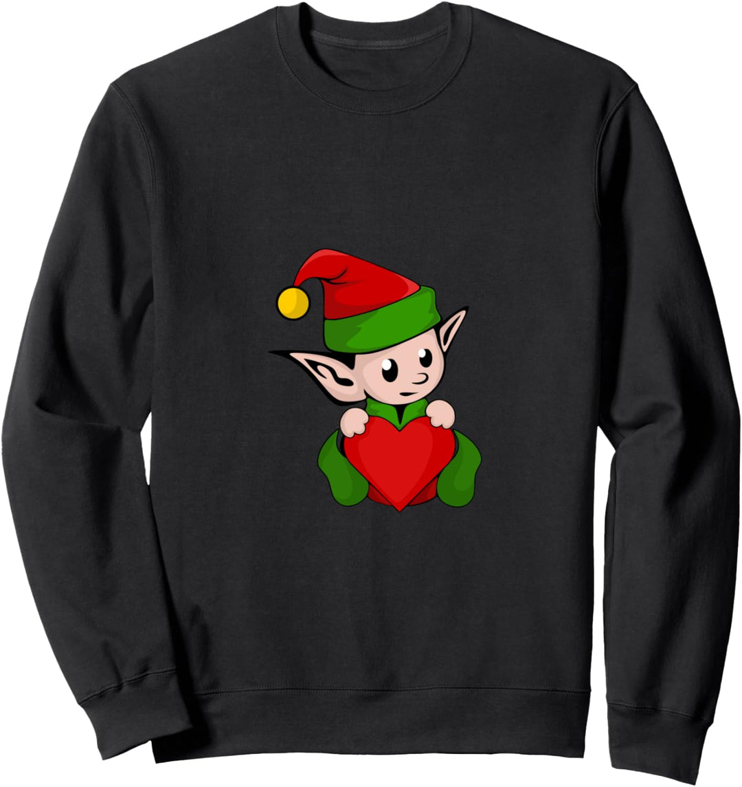 Weihnachts Outfit Geschenk Wichtel mit Herz Weihnachtself Sweatshirt
