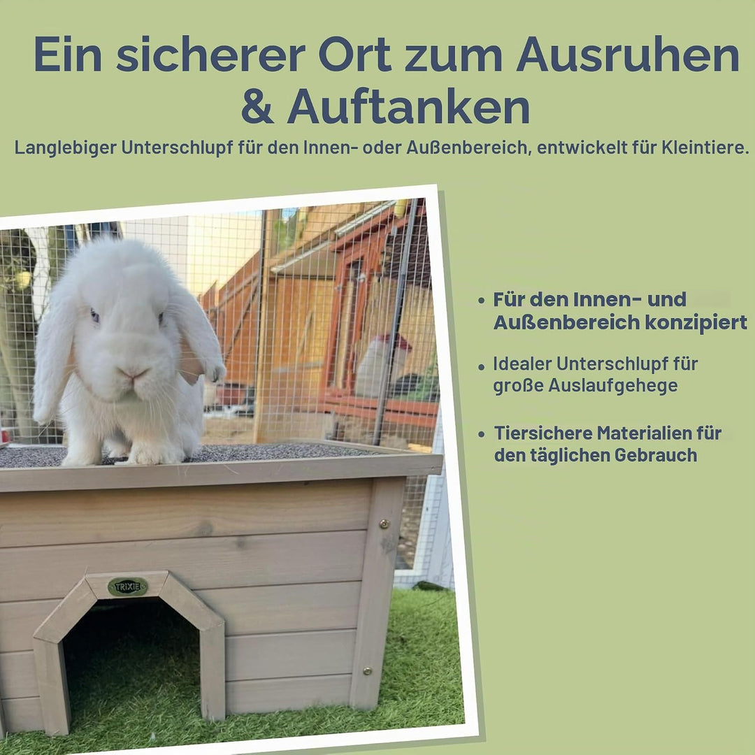 TRIXIE wetterfestes Kleintierhaus Natura Kleintierhaus, 50 × 30 × 37 cm, Grau-Grün - 62397