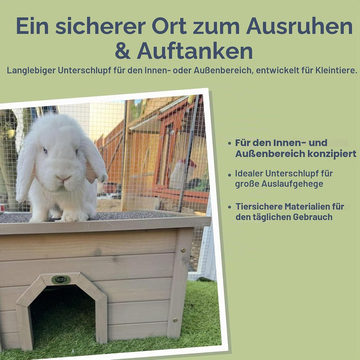 TRIXIE wetterfestes Kleintierhaus Natura Kleintierhaus, 50 × 30 × 37 cm, Grau-Grün - 62397