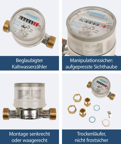 Sanitop-Wingenroth Kaltwasserzähler für Auslaufventile & ABA Beul 15056.006.2 Muffe, Messing, 3/4 Bu