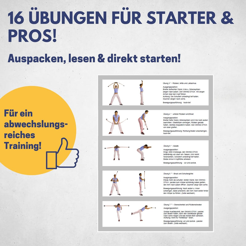 Best Sporting Schwingstab Fitness in 3 Farben I Swingstick für Ganzkörpertraining I Gymnastikstab mi