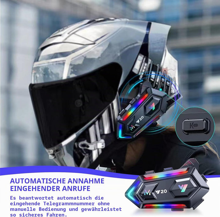 Motorradhelm Bluetooth Motorrad Helm Bluetooth Headset, Doppelte Geräuschreduzierung Headsets, RGB/F