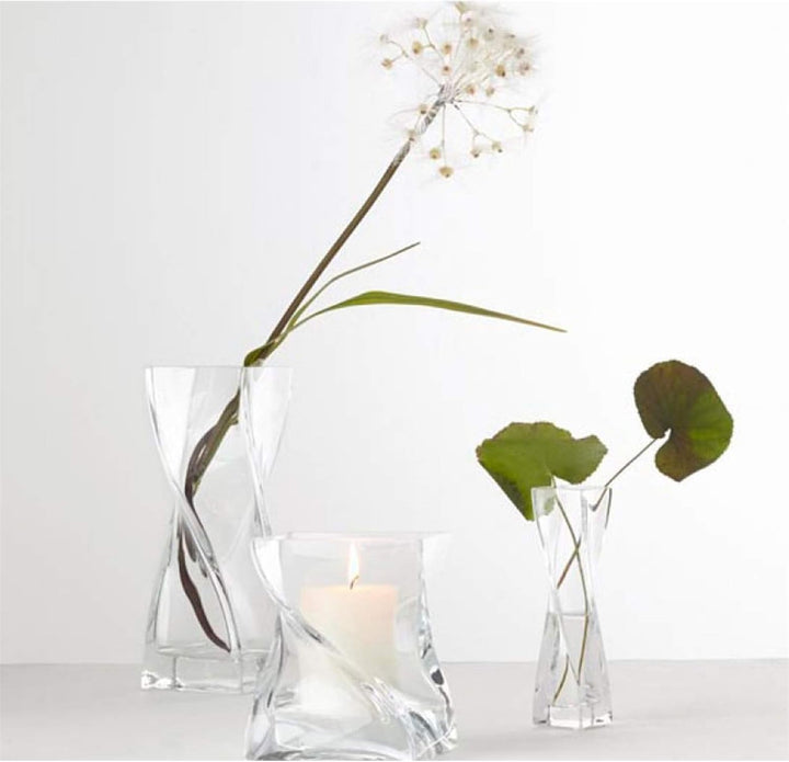 Leonardo Volare Vase, geschwungene dynamisch geformte Blumenwase mit massivem Eisboden, handgefertig