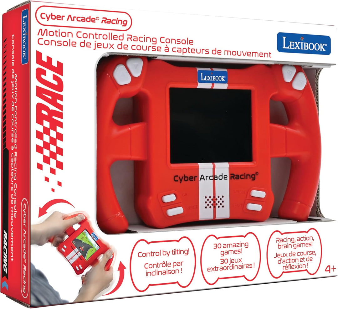 Lexibook, Cyber Arcade Racing, Bewegungsgesteuerte Rennkonsole, 30 Renn-, Action- und Puzzlespiele,