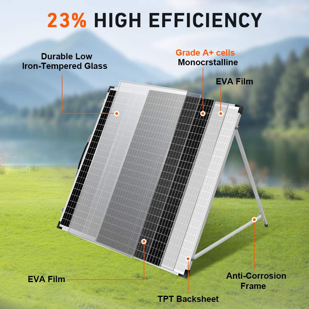 DOKIO 2 Sätze Solarkoffer 160W Monokristalline Solarpanel Faltbar 320W Kit, 2
