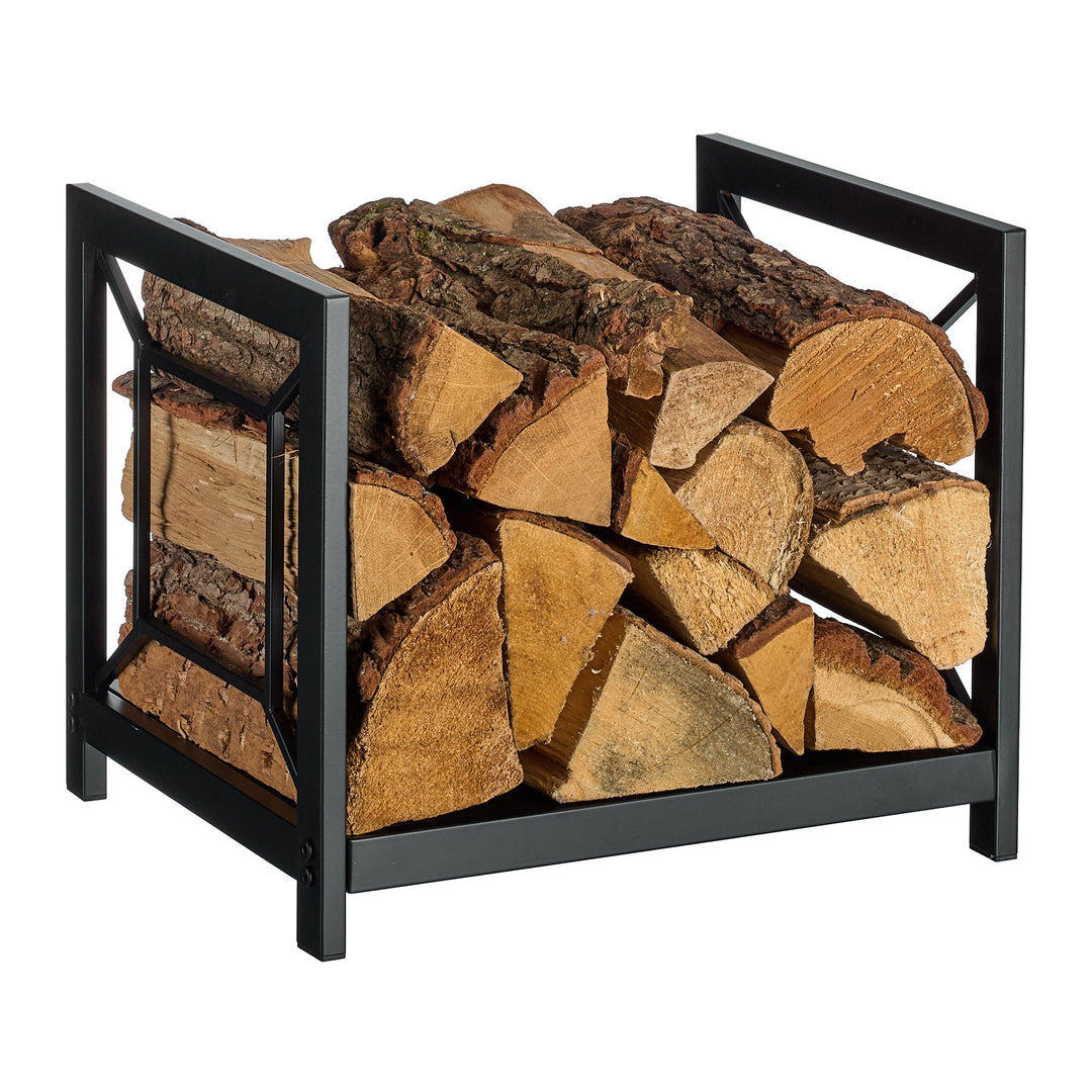 Relaxdays Kaminholzregal, Metall, modern, HBT: 36x43x35,5 cm, Brennholzregal Feuerholz, Stapelholz &amp;