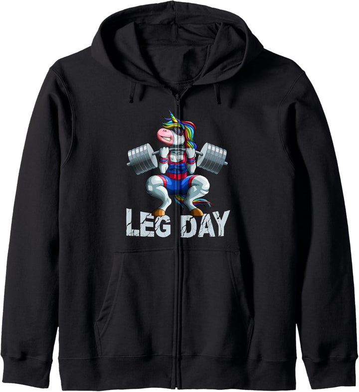 Leg Day Squat Unicorn Weight Lifter Barbell Gym Training Kapuzenjacke