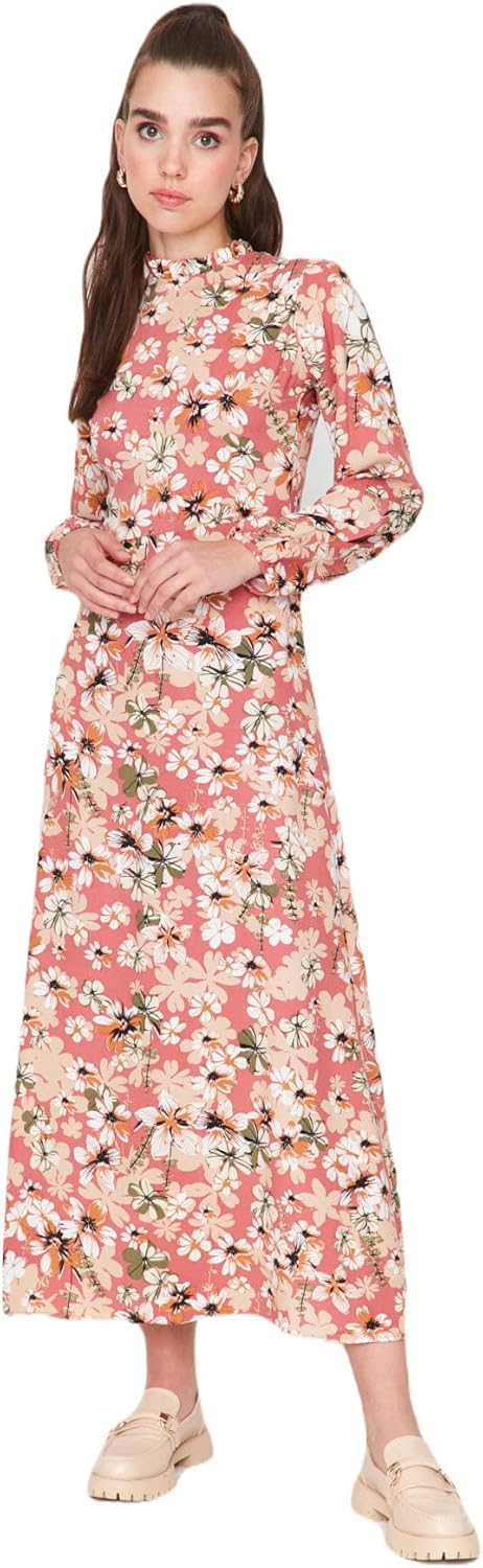 TRENDYOL Damen Woman Midi Shift V-Ausschnitt Gestrickt Kleid L Multi-color, L Multi-color