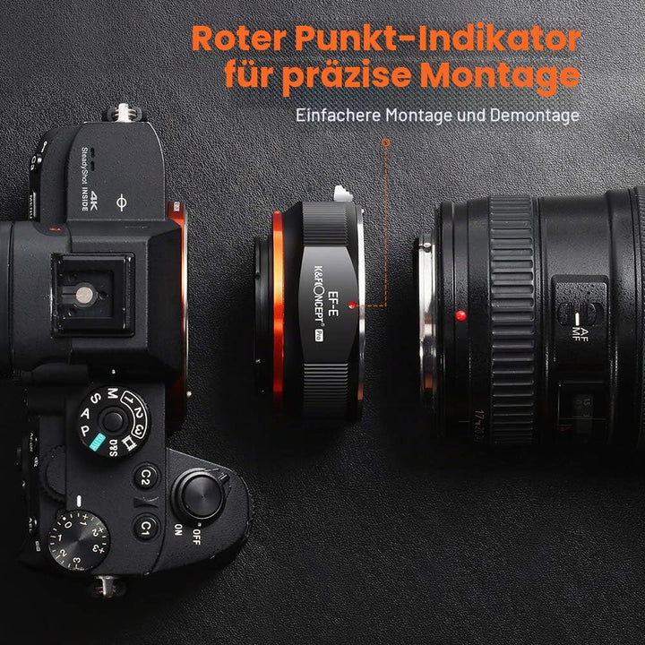 K&F Concept M12105 EOS-NEX Hochpräziser Manueller Objektivadapter Canon EOS an Sony Adapter Ring für