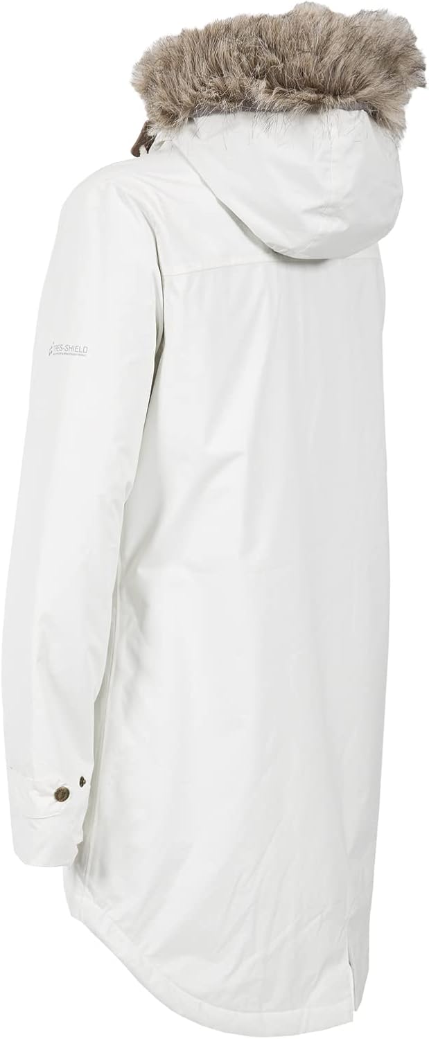 Trespass Clea, Wasserdichte Jacke mit Einrollbarer Kapuze für Damen XXS Ghost, XXS Ghost