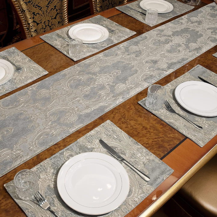 TOPLUXE Platzsets 4er Sets Jaquard Tischset Abwaschbar 30x45cm Platz-Matten für Esstisch Urlaub Part