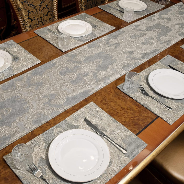 TOPLUXE Platzsets 6er Sets Jaquard Tischset Abwaschbar 30x45cm Platz-Matten für Esstisch Urlaub Part