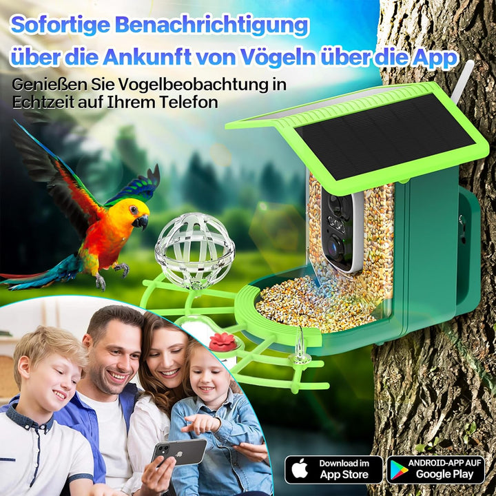 Vogelhaus mit Kamera Solar vogelhaus für den Aussenbereich, 4K mini vogelhaus Kamera, Wetterfest IP6