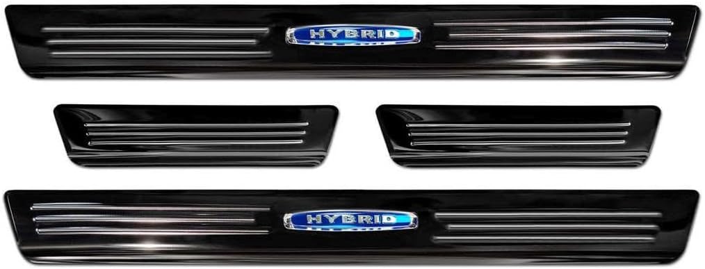 Black Inox door sill protectors compatible with Ford Kuga III 2019- 'Hybrid' - 4-pieces