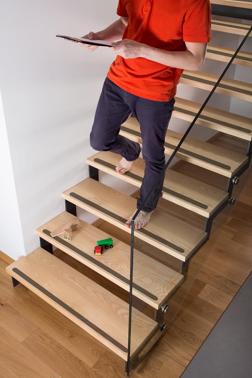 Kara Gtrip Anti-Rutsch Streifen geprägt Rolle 15 lfm Rolle 3 cm transparent Innentreppen fuer Hund u