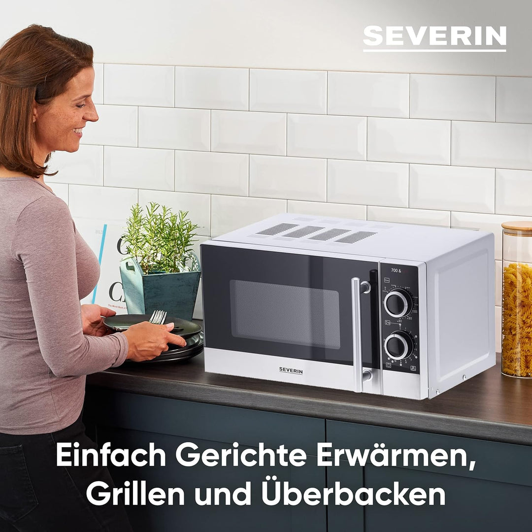 SEVERIN 2-in-1 Mikrowelle mit Grill 700 W, Grillofen mit 9 Automatikprogrammen, Mikrowelle mit Grill