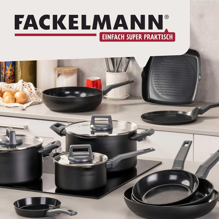 FACKELMANN Statement Pfannen-Set, 4-teilig, 14/20/24/28cm, aus recyceltem Aluminium mit Keramik-Anti