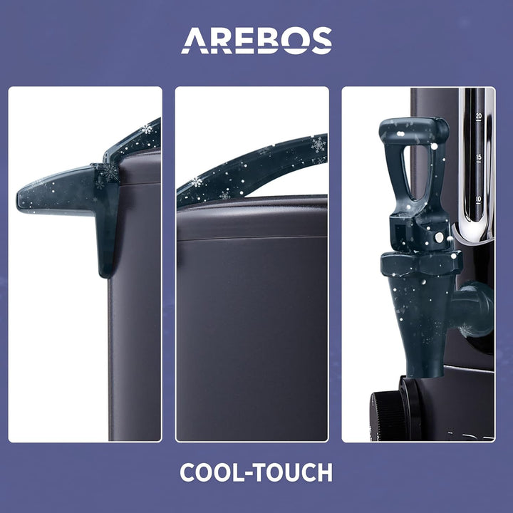 Arebos Glühweinkocher 1650W |Heissgetränkespender| 20L| Auffangschale,Auslasshahn,Thermostat,Überhit