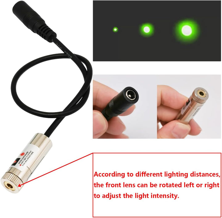 CTRICALVER Lasermodul verstellbares Brennpunkt-Set, Stromversorgungsset + 520 nm Industrielles Laser