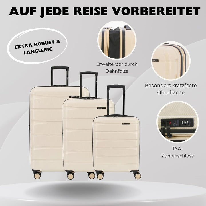 Franky Spinner Handgepäck Hartschalenkoffer mit TSA-Schloss beige