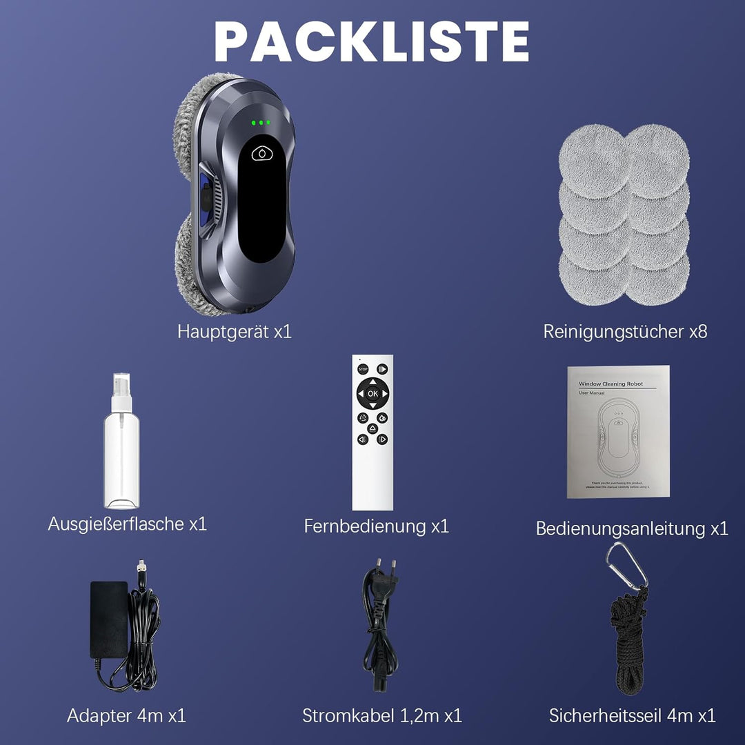 Fensterputzroboter, 6000 Pa Saugkraft Elektrischer Fensterroboter, Doppelhelix-Reinigung, Randenerke