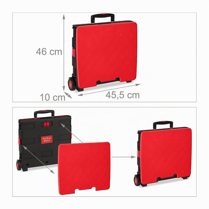 Relaxdays Einkaufstrolley, Klapptrolley mit Rollen &amp; Deckel, Teleskopgriff, bis 35 kg, Faltbarer Tro