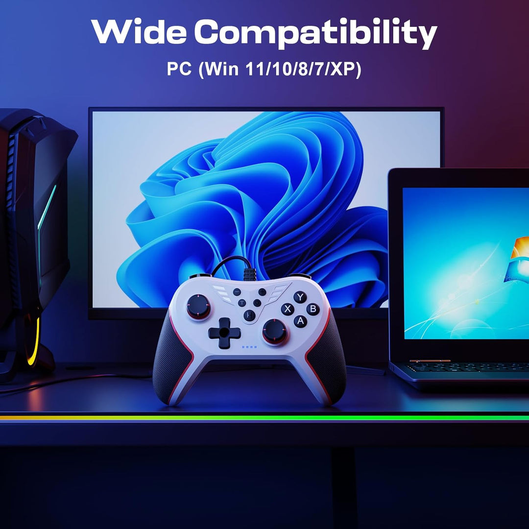 RivalPlay PC Controller mit 2-Tasten-Zuordnung, Kabelgebundener Joystick Controller Kompatibel für W