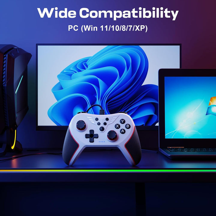 RivalPlay PC Controller mit 2-Tasten-Zuordnung, Kabelgebundener Joystick Controller Kompatibel für W