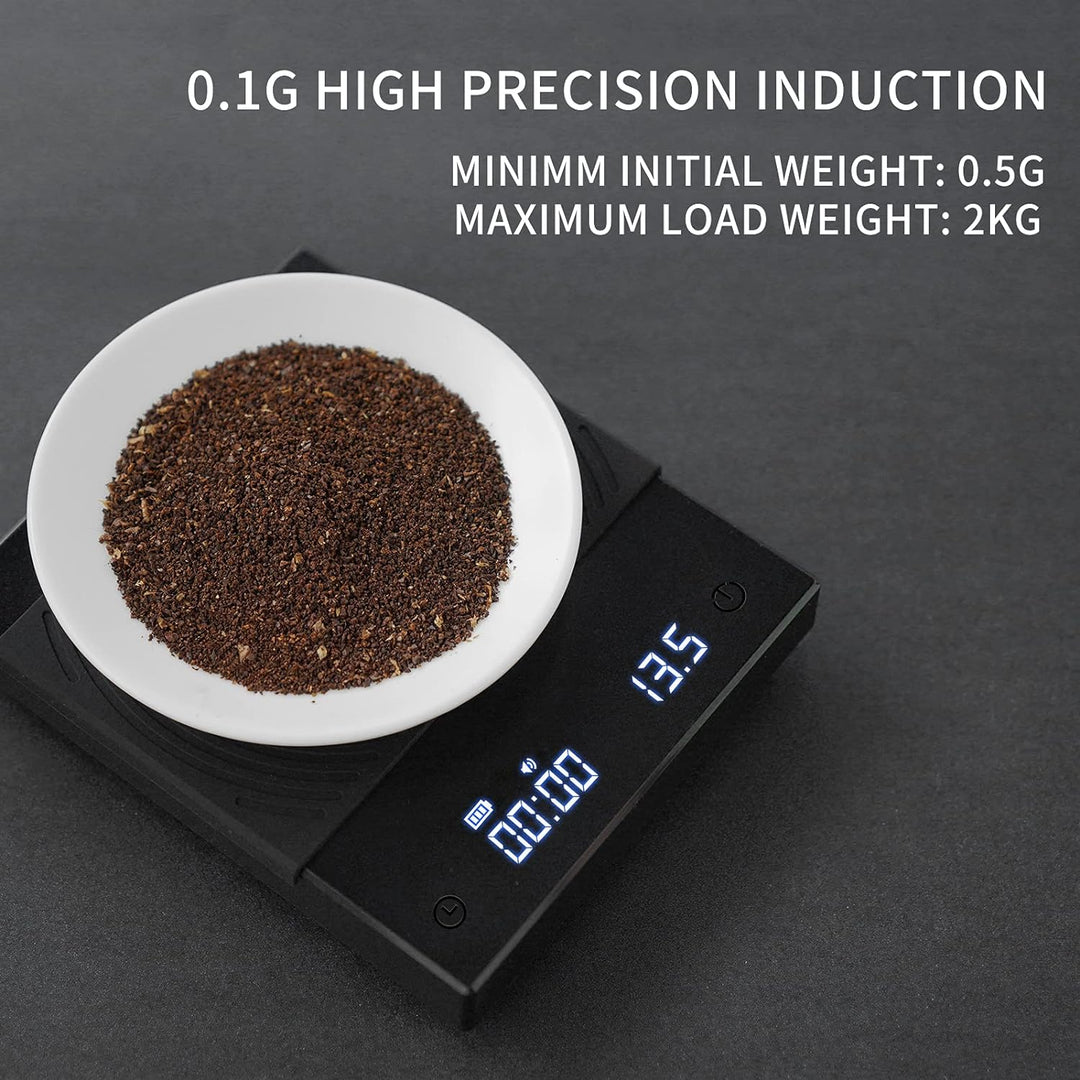TIMEMORE Kaffeewaage, Espresso-Waage, Digitale Kaffeewaage mit Timer, 2000 g (Schwarz), Schwarz