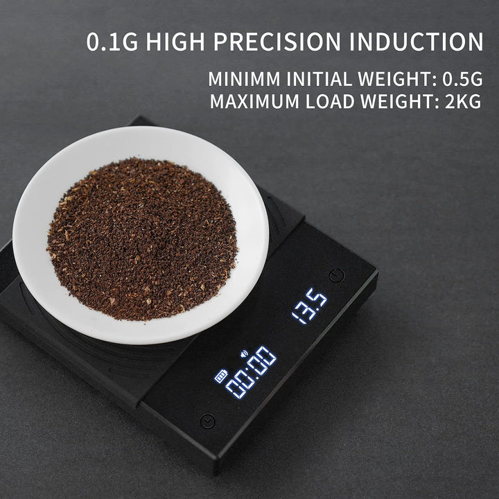 TIMEMORE Kaffeewaage, Espresso-Waage, Digitale Kaffeewaage mit Timer, 2000 g (Schwarz), Schwarz
